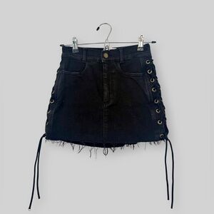 Urban Outfitters Black Lace-Up Denim Mini Skirt